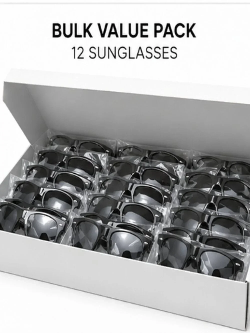 12 Pack Black Sunglasses Bulk Party Favors Retro Black Sunglasses UV400 Unisex